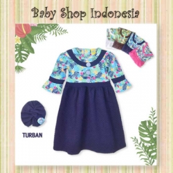 Gamis Anak Abstrak Flower Biru  large